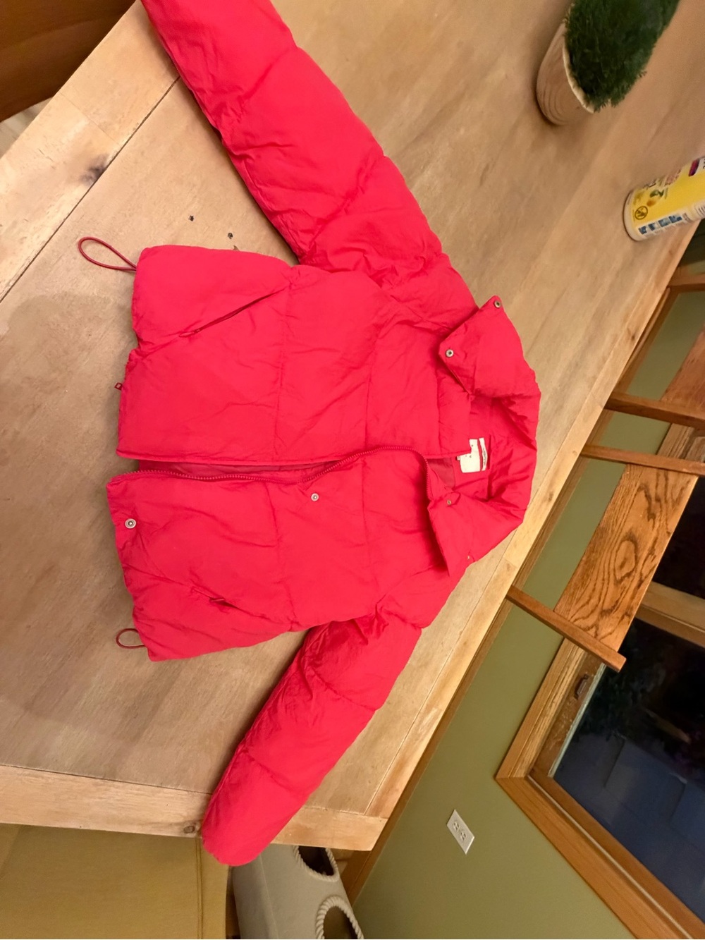 a new day Bright Red Quilted Puffer Jacket